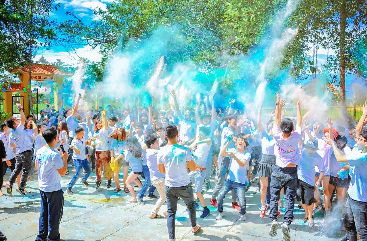 Crowd of celebrating children